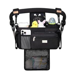 Baby Stroller Organizer Stroller Caddy Diaper Bag Cup Holder Storage Black